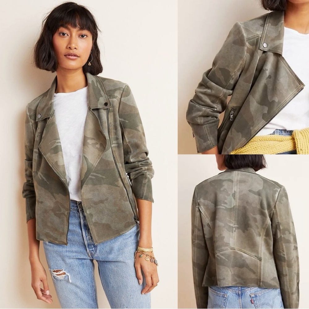 Anthologies Marrakech Camo Sueded Moto Jacket-size XS